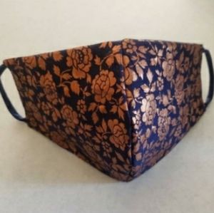 Adult Face Mask 3 layers Blue and Metallic Copper